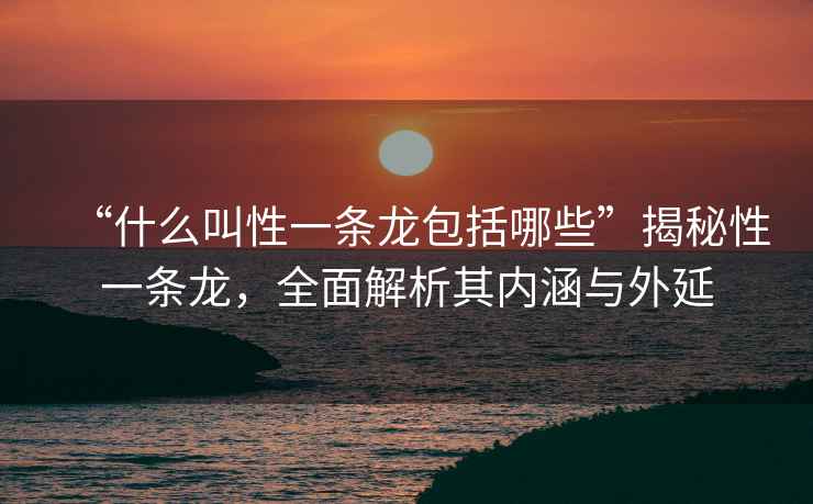 “什么叫性一條龍包括哪些”揭秘性一條龍，全面解析其內涵與外延