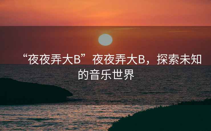 “夜夜弄大B”夜夜弄大B，探索未知的音樂世界