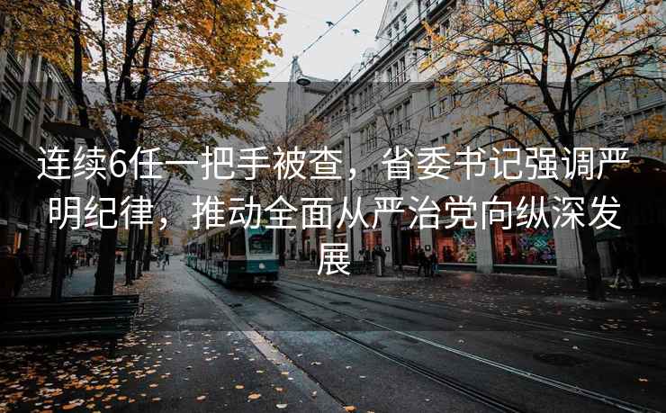 連續6任一把手被查，省委書記強調嚴明紀律，推動全面從嚴治黨向縱深發展