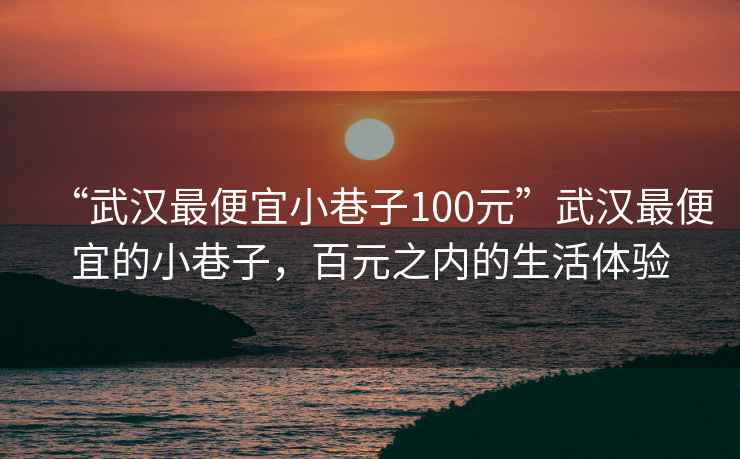 “武漢最便宜小巷子100元”武漢最便宜的小巷子，百元之內的生活體驗