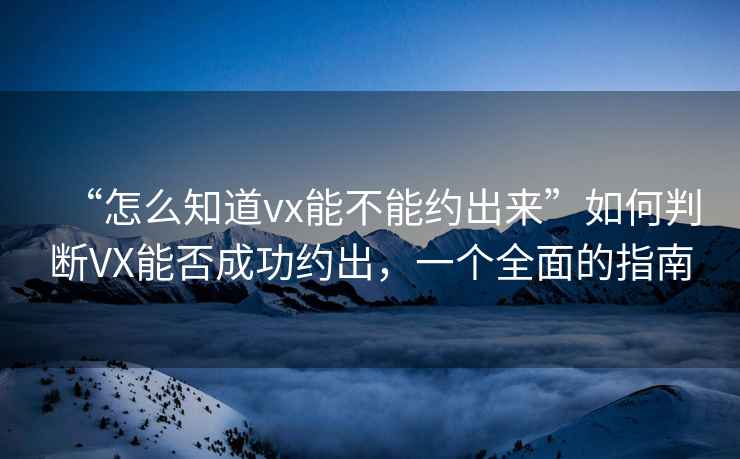 “怎么知道vx能不能約出來”如何判斷VX能否成功約出，一個全面的指南