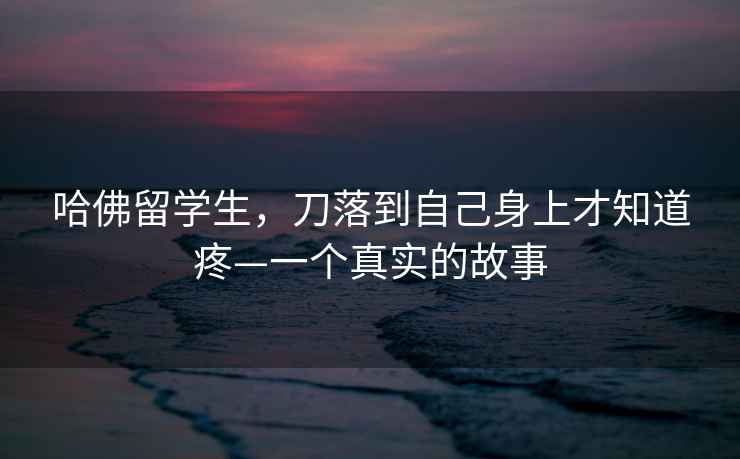哈佛留學生，刀落到自己身上才知道疼—一個真實的故事