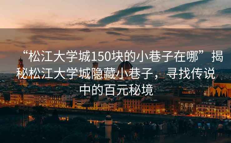 “松江大學城150塊的小巷子在哪”揭秘松江大學城隱藏小巷子，尋找傳說中的百元秘境