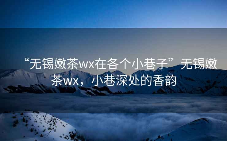 “無錫嫩茶wx在各個小巷子”無錫嫩茶wx，小巷深處的香韻