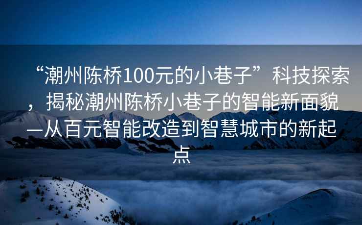 “潮州陳橋100元的小巷子”科技探索，揭秘潮州陳橋小巷子的智能新面貌—從百元智能改造到智慧城市的新起點