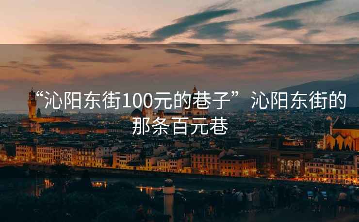 “沁陽東街100元的巷子”沁陽東街的那條百元巷