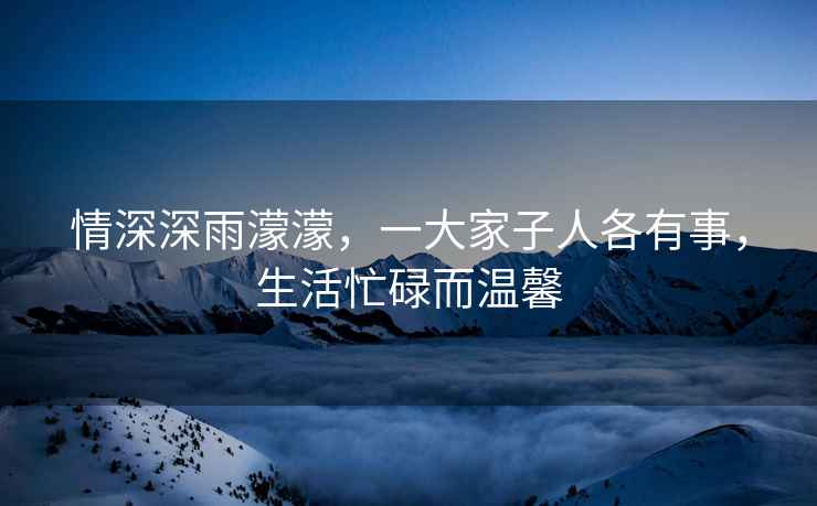 情深深雨濛濛，一大家子人各有事，生活忙碌而溫馨
