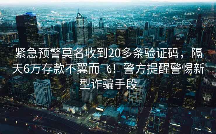 緊急預警莫名收到20多條驗證碼，隔天6萬存款不翼而飛！警方提醒警惕新型詐騙手段