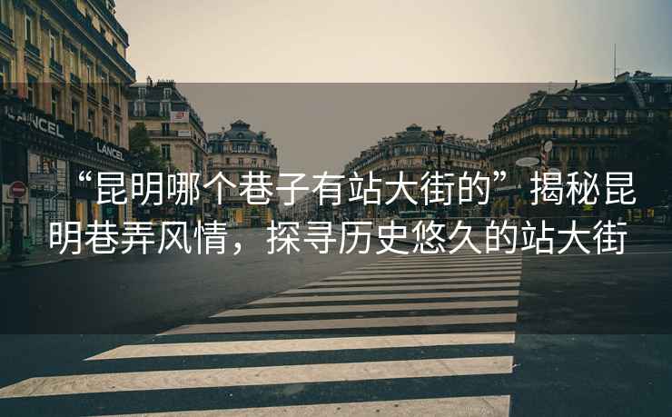 “昆明哪個巷子有站大街的”揭秘昆明巷弄風情，探尋歷史悠久的站大街