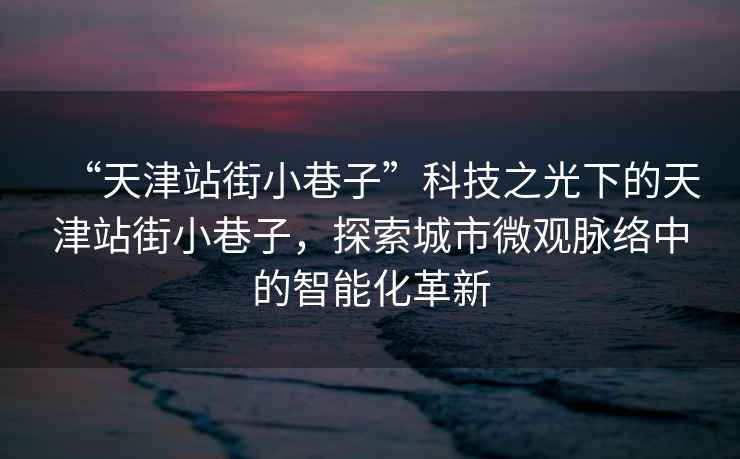 “天津站街小巷子”科技之光下的天津站街小巷子，探索城市微觀脈絡中的智能化革新