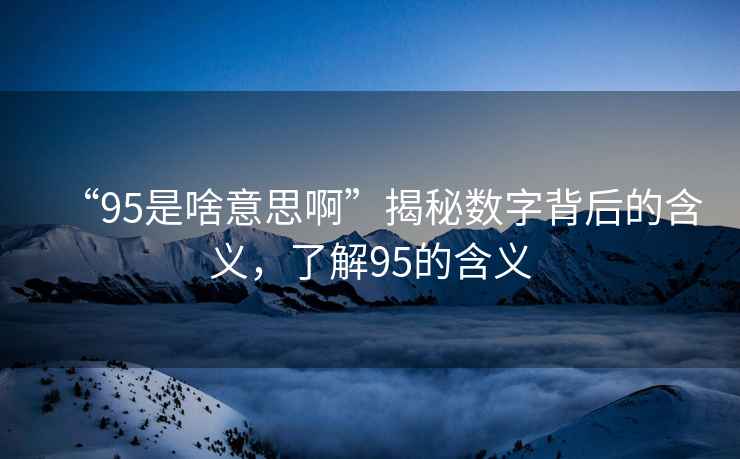 “95是啥意思啊”揭秘數字背后的含義，了解95的含義