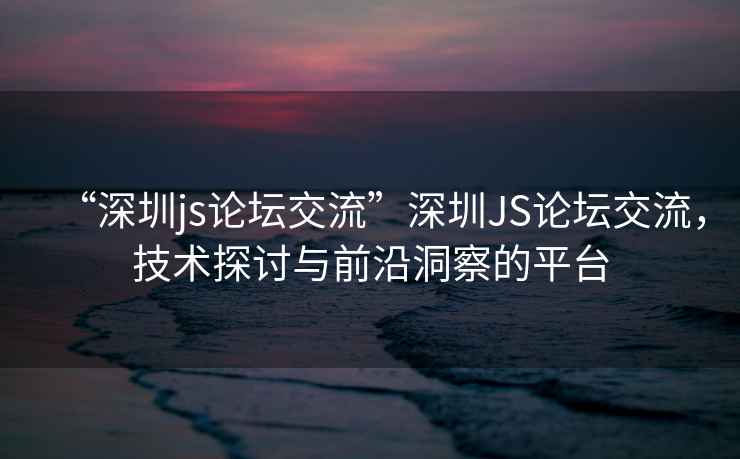 “深圳js論壇交流”深圳JS論壇交流，技術探討與前沿洞察的平臺