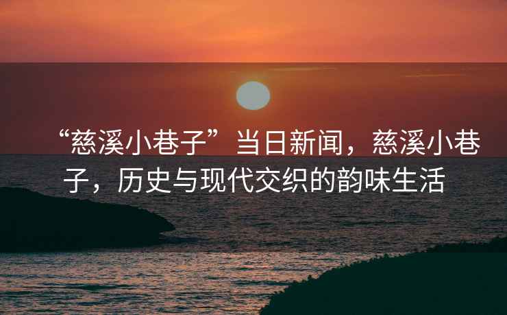 “慈溪小巷子”當(dāng)日新聞，慈溪小巷子，歷史與現(xiàn)代交織的韻味生活