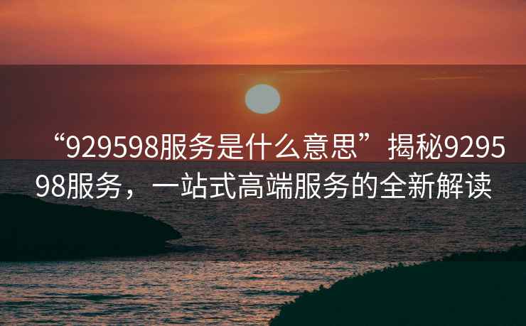 “929598服務是什么意思”揭秘929598服務，一站式高端服務的全新解讀