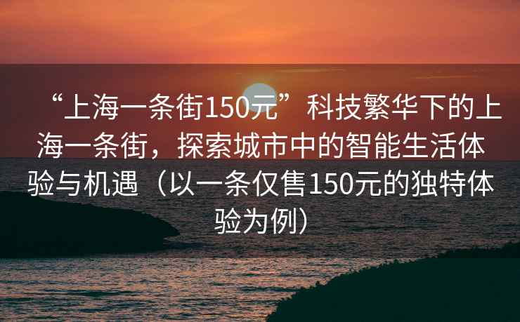 “上海一條街150元”科技繁華下的上海一條街，探索城市中的智能生活體驗與機遇（以一條僅售150元的獨特體驗為例）