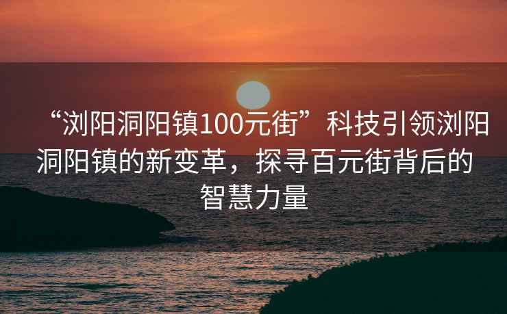 “瀏陽洞陽鎮100元街”科技引領瀏陽洞陽鎮的新變革，探尋百元街背后的智慧力量