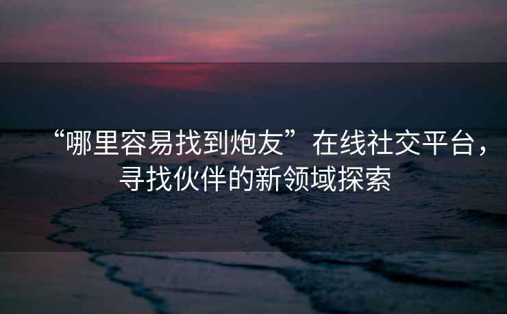 “哪里容易找到炮友”在線社交平臺，尋找伙伴的新領域探索