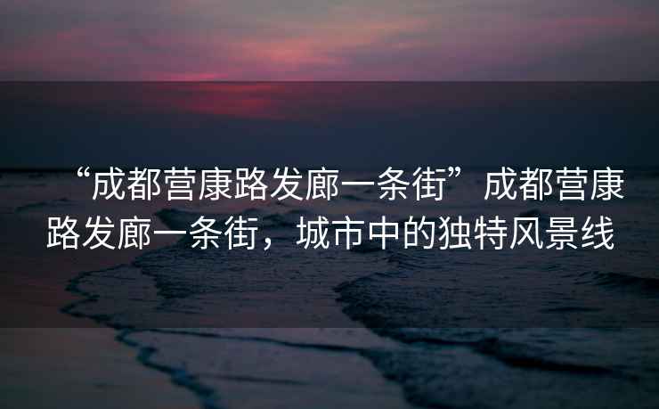 “成都營康路發廊一條街”成都營康路發廊一條街，城市中的獨特風景線