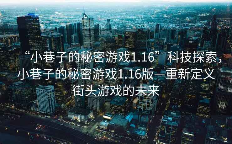 “小巷子的秘密游戲1.16”科技探索，小巷子的秘密游戲1.16版—重新定義街頭游戲的未來