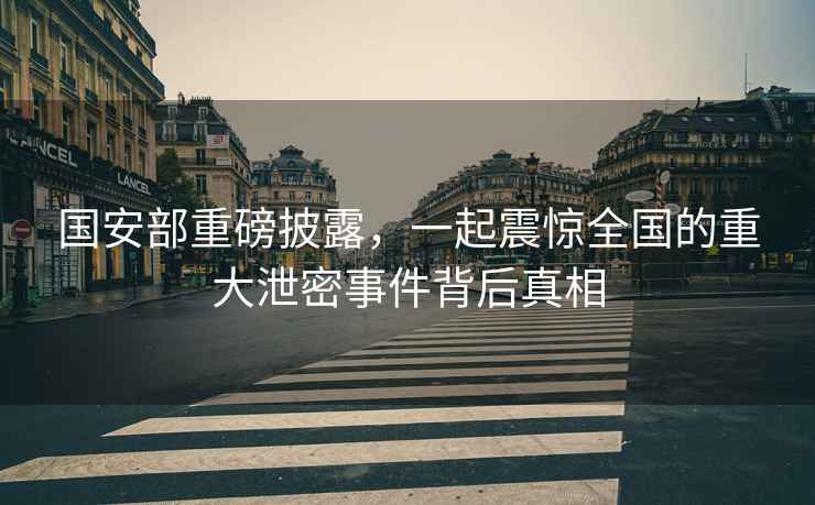 國安部重磅披露，一起震驚全國的重大泄密事件背后真相