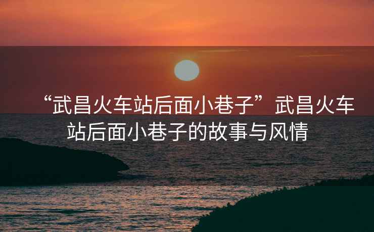 “武昌火車站后面小巷子”武昌火車站后面小巷子的故事與風情