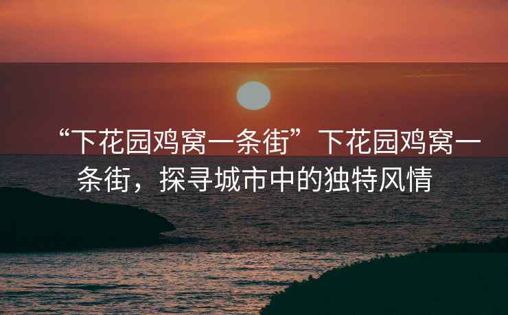 “下花園雞窩一條街”下花園雞窩一條街，探尋城市中的獨特風情