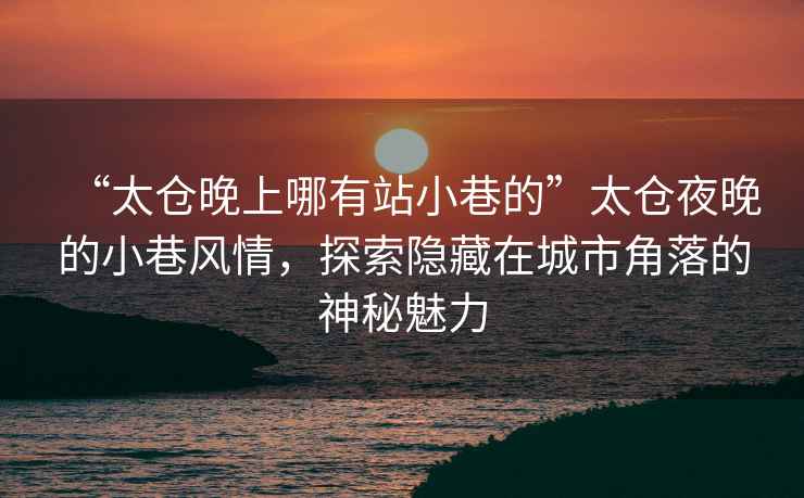 “太倉晚上哪有站小巷的”太倉夜晚的小巷風情，探索隱藏在城市角落的神秘魅力