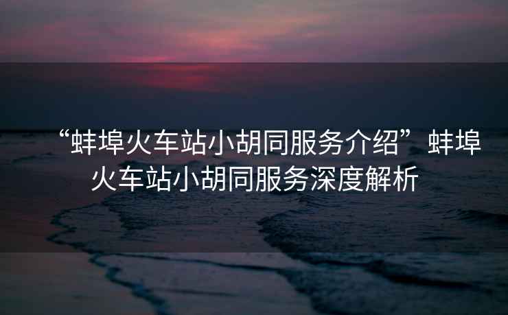 “蚌埠火車站小胡同服務介紹”蚌埠火車站小胡同服務深度解析
