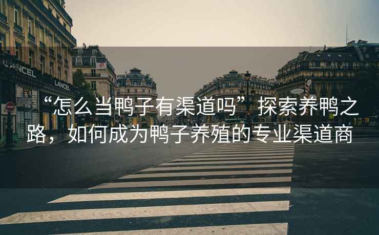 “怎么當鴨子有渠道嗎”探索養鴨之路，如何成為鴨子養殖的專業渠道商