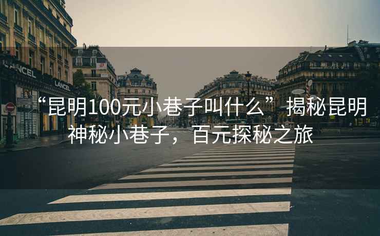 “昆明100元小巷子叫什么”揭秘昆明神秘小巷子，百元探秘之旅