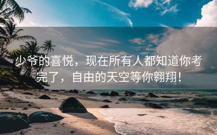 少爺的喜悅，現在所有人都知道你考完了，自由的天空等你翱翔！
