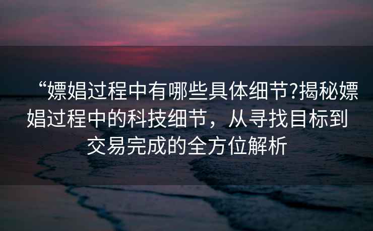 “嫖娼過程中有哪些具體細節?揭秘嫖娼過程中的科技細節，從尋找目標到交易完成的全方位解析