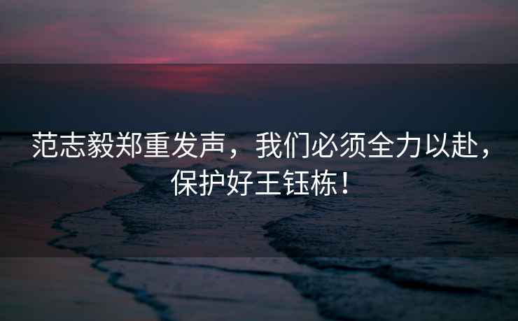 范志毅鄭重發(fā)聲，我們必須全力以赴，保護好王鈺棟！