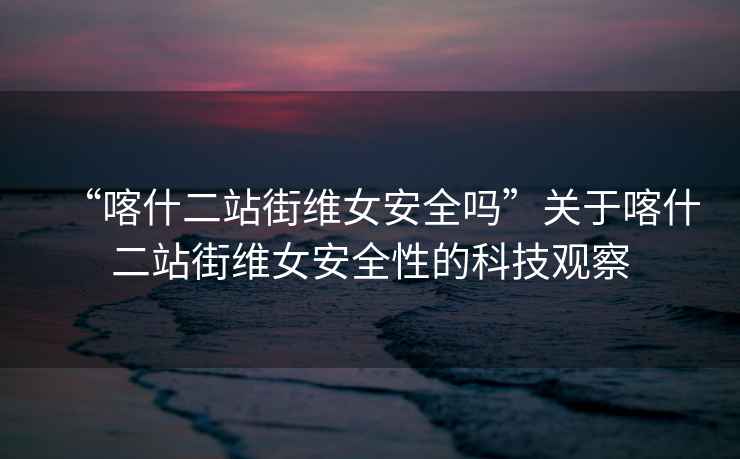“喀什二站街維女安全嗎”關于喀什二站街維女安全性的科技觀察