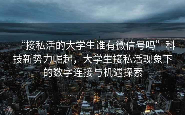 “接私活的大學(xué)生誰有微信號(hào)嗎”科技新勢(shì)力崛起，大學(xué)生接私活現(xiàn)象下的數(shù)字連接與機(jī)遇探索