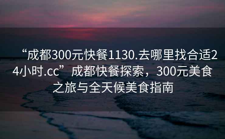 “成都300元快餐1130.去哪里找合適24小時.cc”成都快餐探索，300元美食之旅與全天候美食指南