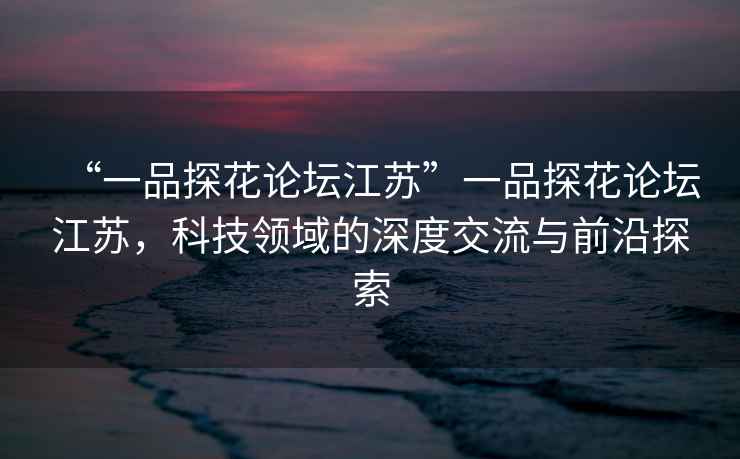 “一品探花論壇江蘇”一品探花論壇江蘇，科技領域的深度交流與前沿探索