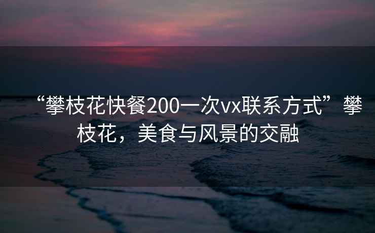 “攀枝花快餐200一次vx聯(lián)系方式”攀枝花，美食與風(fēng)景的交融