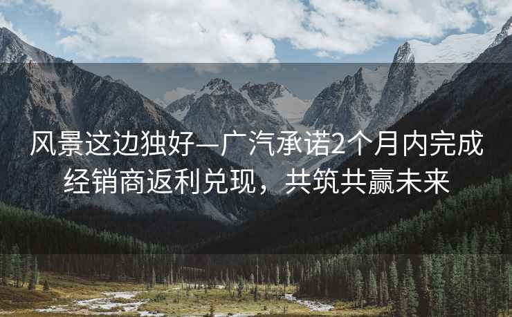 風景這邊獨好—廣汽承諾2個月內完成經銷商返利兌現，共筑共贏未來