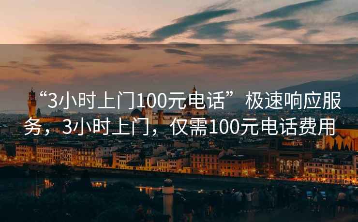 “3小時(shí)上門100元電話”極速響應(yīng)服務(wù)，3小時(shí)上門，僅需100元電話費(fèi)用