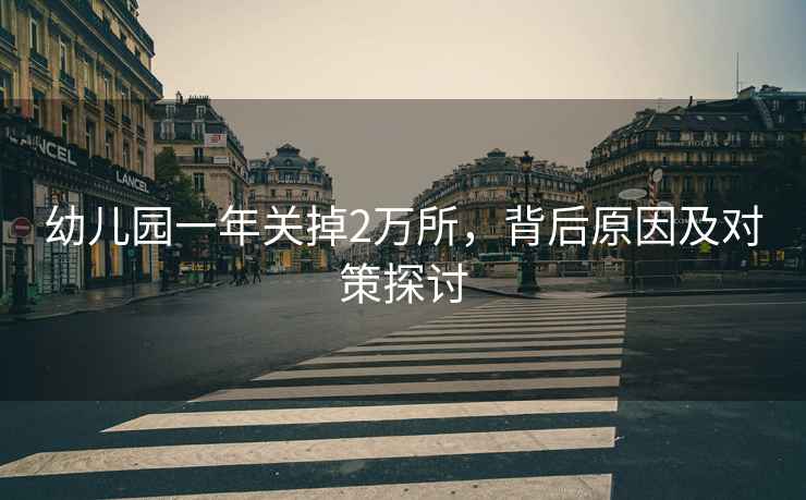 幼兒園一年關(guān)掉2萬(wàn)所，背后原因及對(duì)策探討