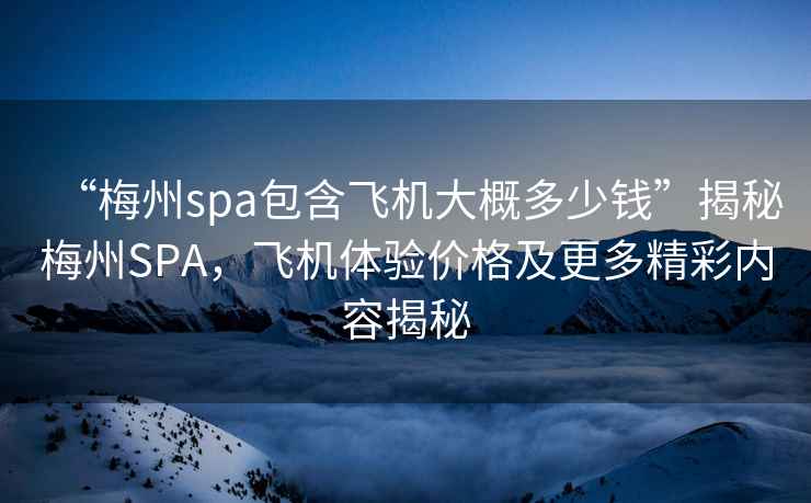 “梅州spa包含飛機大概多少錢”揭秘梅州SPA，飛機體驗價格及更多精彩內容揭秘