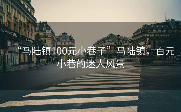 “馬陸鎮100元小巷子”馬陸鎮，百元小巷的迷人風景