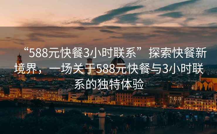 “588元快餐3小時聯系”探索快餐新境界，一場關于588元快餐與3小時聯系的獨特體驗