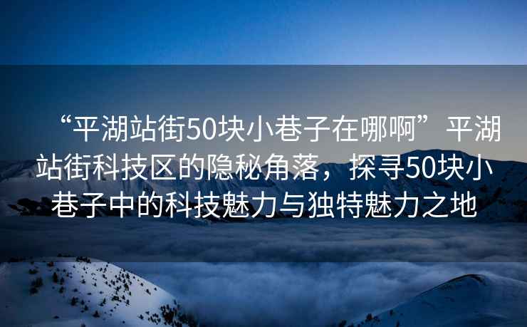 “平湖站街50塊小巷子在哪啊”平湖站街科技區(qū)的隱秘角落，探尋50塊小巷子中的科技魅力與獨(dú)特魅力之地