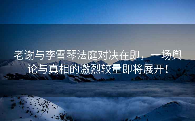老謝與李雪琴法庭對決在即，一場輿論與真相的激烈較量即將展開！