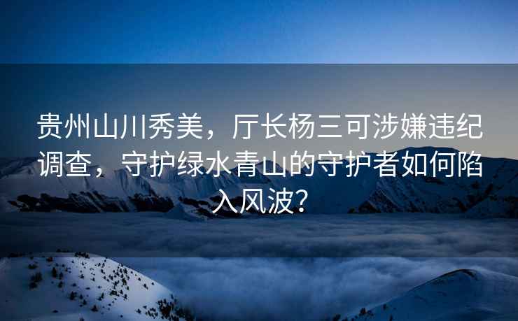 貴州山川秀美，廳長(zhǎng)楊三可涉嫌違紀(jì)調(diào)查，守護(hù)綠水青山的守護(hù)者如何陷入風(fēng)波？