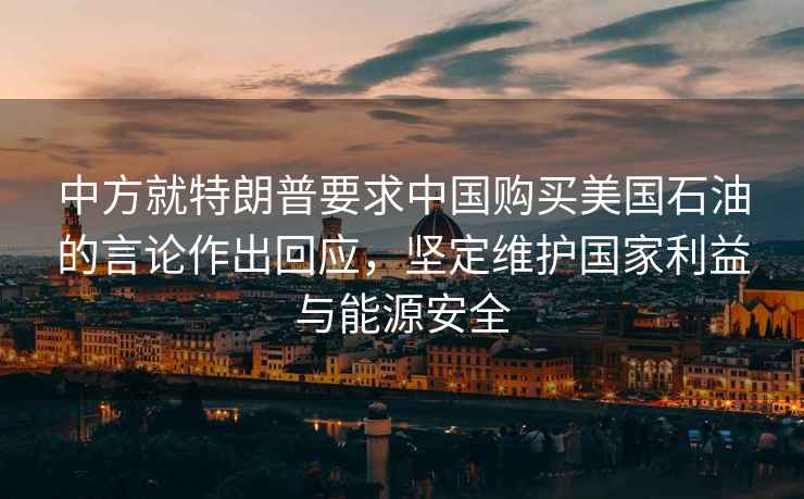 中方就特朗普要求中國購買美國石油的言論作出回應，堅定維護國家利益與能源安全