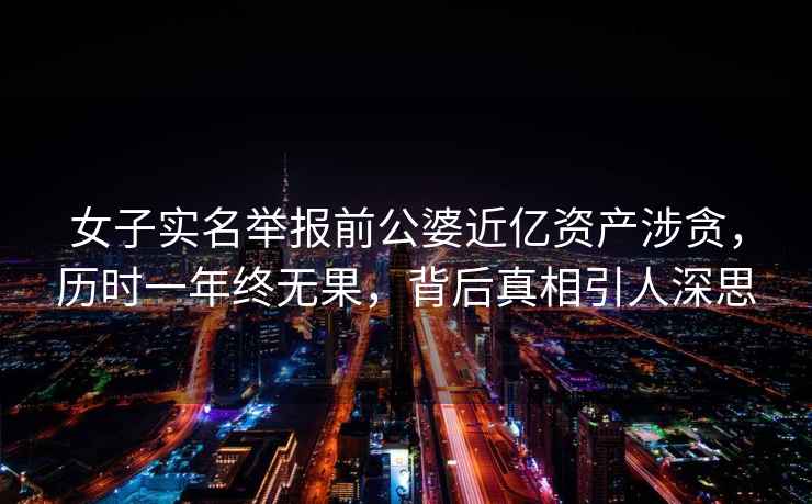 女子實名舉報前公婆近億資產涉貪，歷時一年終無果，背后真相引人深思