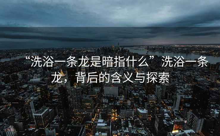 “洗浴一條龍是暗指什么”洗浴一條龍，背后的含義與探索